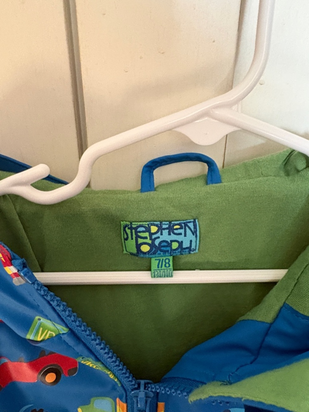 Stephen Joseph Kids' Blue Vehicle Raincoat with Hood - Picture 2 of 7